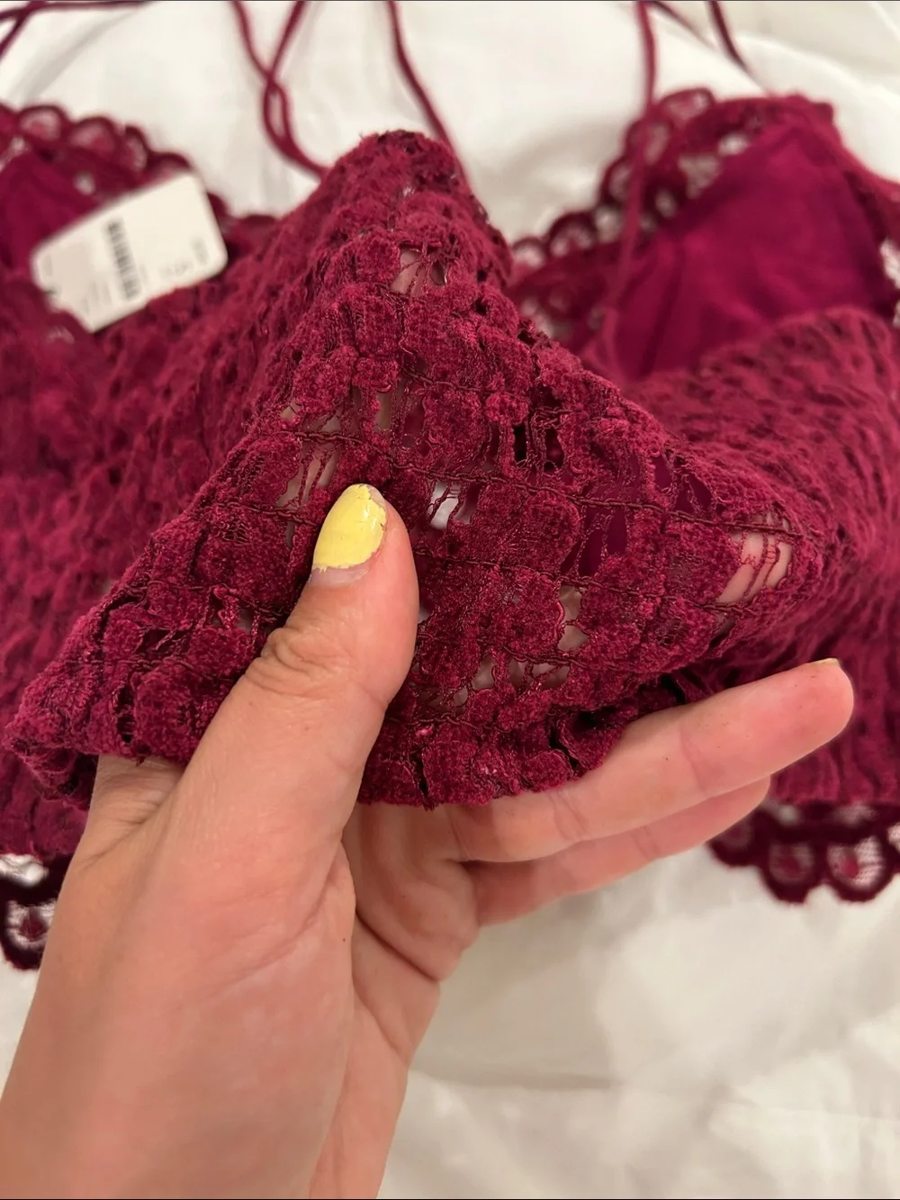 Free People Lace Bandeau Bralette in Wine